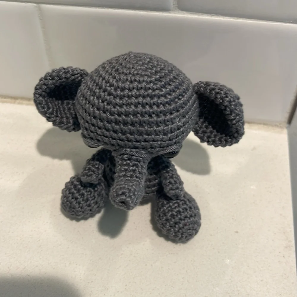 Handcrafted Elephant Figure Toy Crochet Amigurumi Doll Decor - Picture 4 of 11